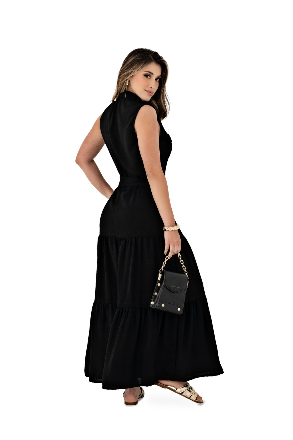 VESTIDO EN POLIESTER CORRUGADO