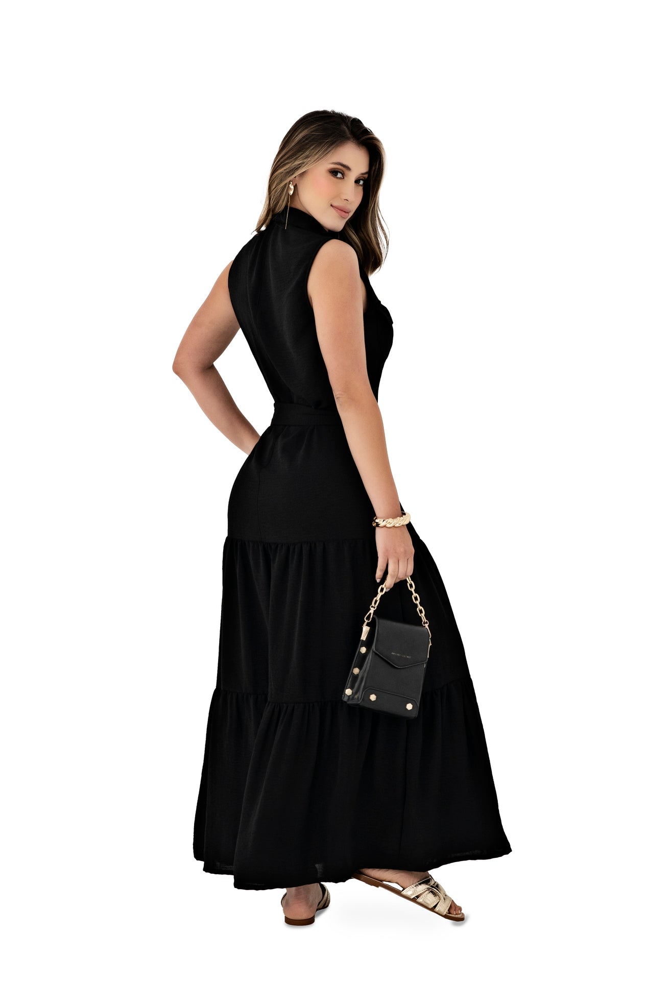 VESTIDO EN POLIESTER CORRUGADO